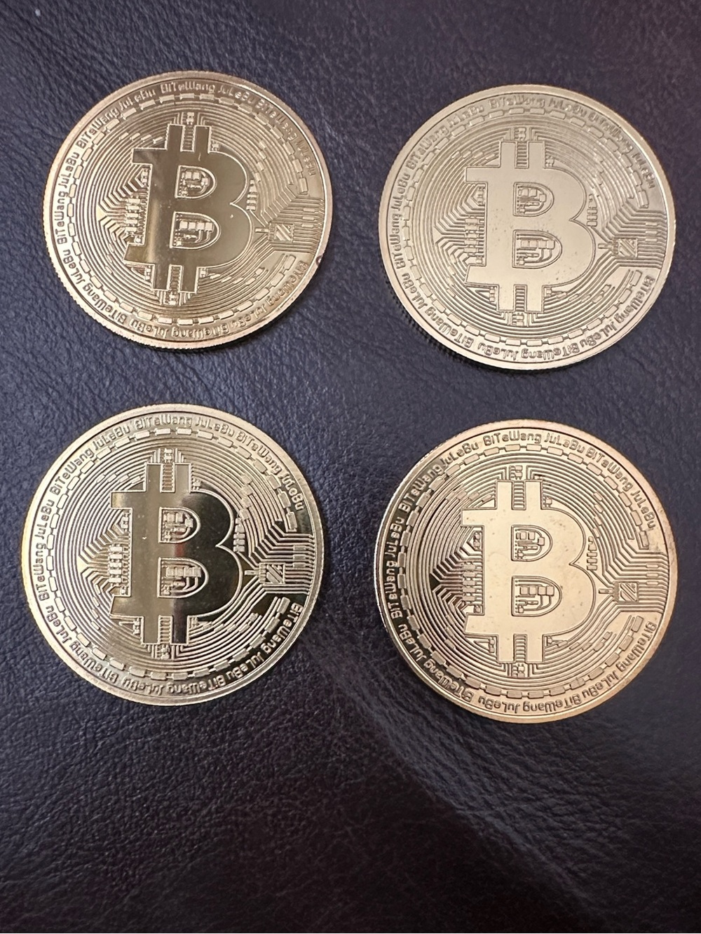 Set of 4 - Decorative Bitcoin Coin Set - gold-tone loose novelty commemorative